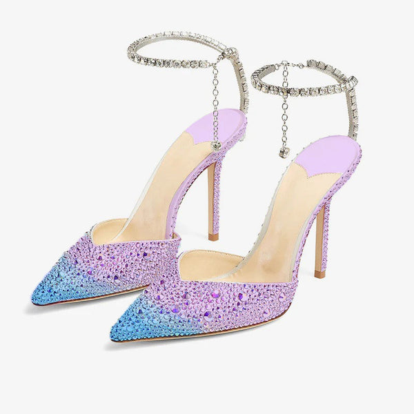 Crystal Satin Stiletto Heels